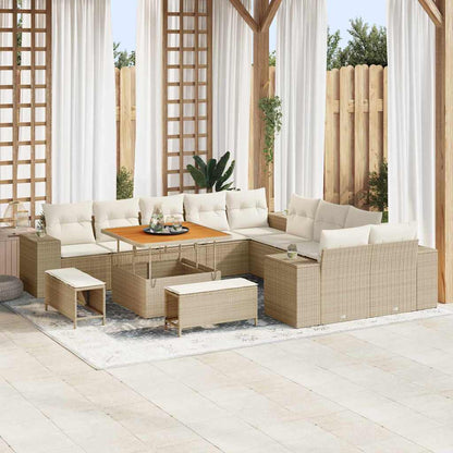 Set Divano da Giardino 13 pcs Beige e Crema polyrattan
