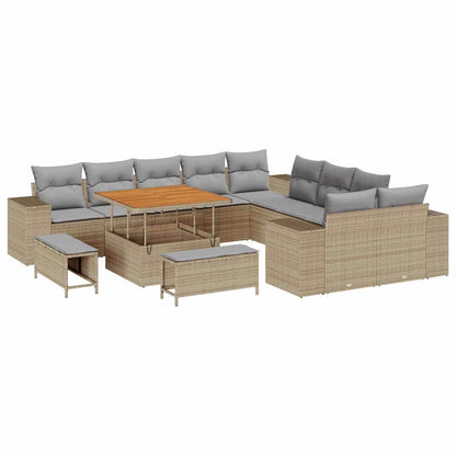 Set Divano da Giardino 13 pcs Beige e Grigio Chiaro polyrattan