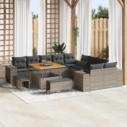 Set Divano da Giardino con cuscino 13 pcs Grigio polyrattan | homemem39