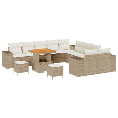 Set Divano da Giardino 13 pcs Beige e Crema polyrattan