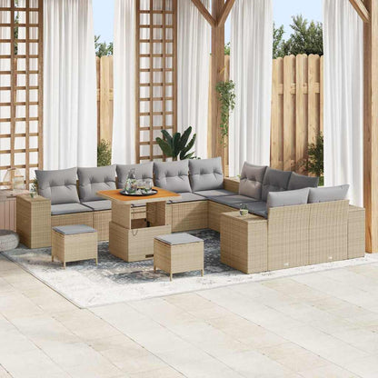 Set Divano da Giardino 13 pcs Beige e Grigio Chiaro polyrattan
