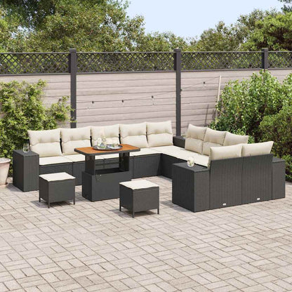Set Divano da Giardino 13 pcs Nero e Crema polyrattan | homemem39