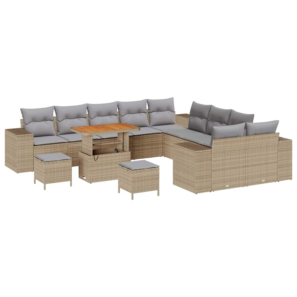 Set Divano da Giardino 13 pcs Beige e Grigio Chiaro polyrattan