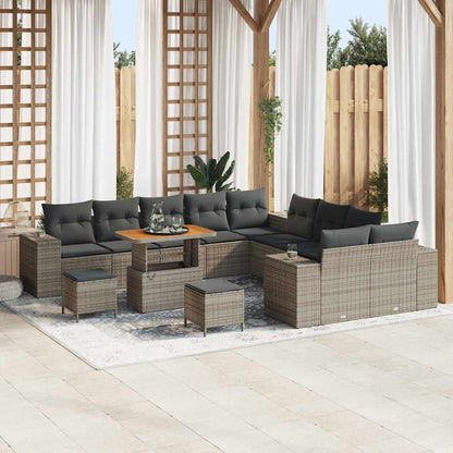Set Divano da Giardino con cuscino 13 pcs Grigio polyrattan
