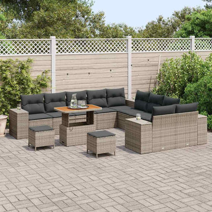 Set Divano da Giardino con cuscino 13 pcs Grigio polyrattan