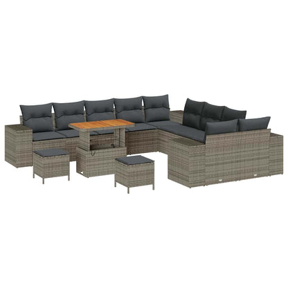 Set Divano da Giardino con cuscino 13 pcs Grigio polyrattan