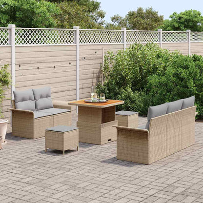 Set Divano da Giardino con cuscino 8 pcs Beige e Grigio Chiaro