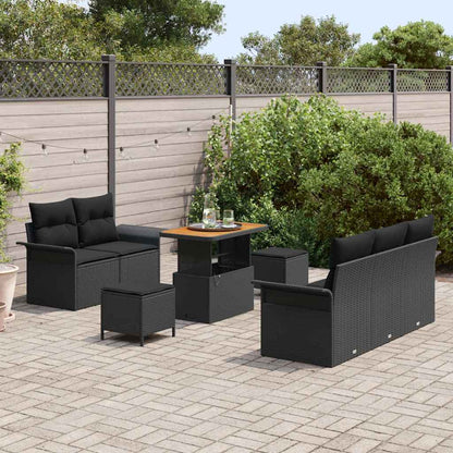 Set Divano da Giardino con cuscino con archiviazione 8 pcs Nero