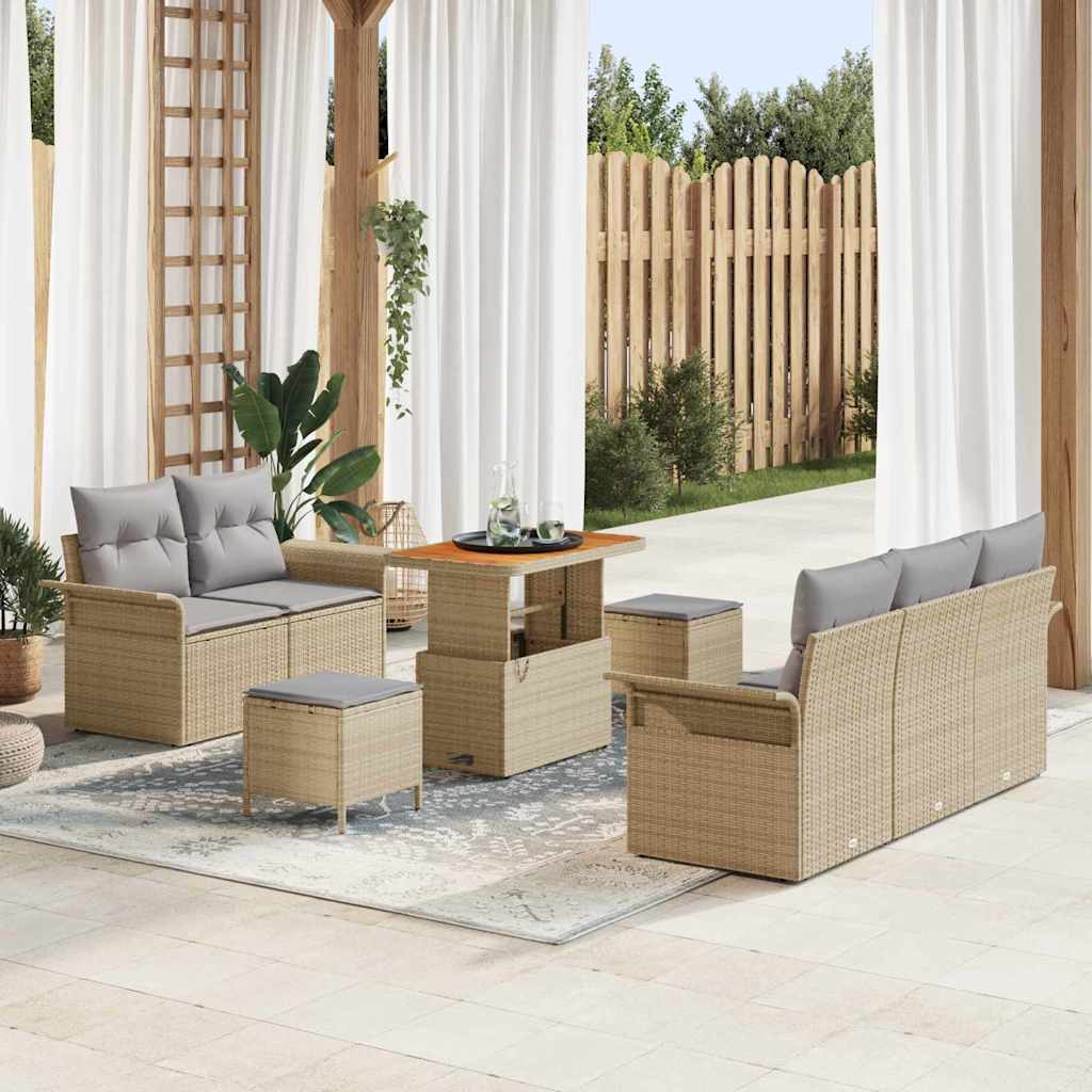 Set Divano da Giardino con cuscino 8 pcs Beige e Grigio Chiaro | homemem39