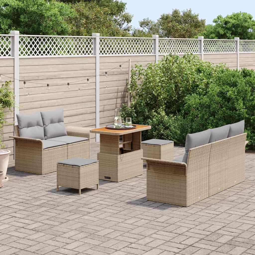 Set Divano da Giardino con cuscino 8 pcs Beige e Grigio Chiaro | homemem39
