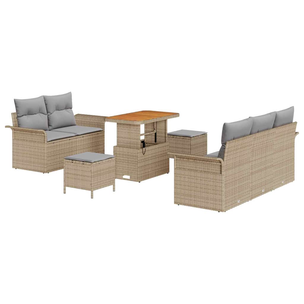 Set Divano da Giardino con cuscino 8 pcs Beige e Grigio Chiaro | homemem39