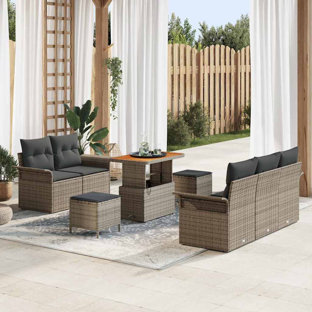 Set Divano da Giardino con cuscino con cuscino 8 pcs Grigio