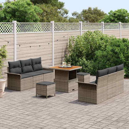 Set Divano da Giardino con cuscino 9 pcs Grigio | homemem39
