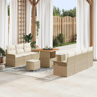 Set Divano da Giardino con cuscino 10 pcs Beige e Crema