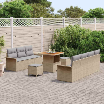 Set Divano da Giardino con cuscino 10 pcs Beige e Grigio Chiaro | homemem39