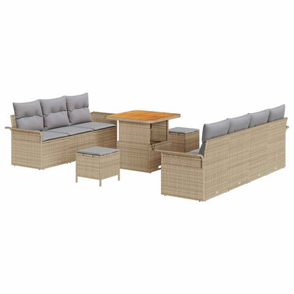 Set Divano da Giardino con cuscino 10 pcs Beige e Grigio Chiaro | homemem39