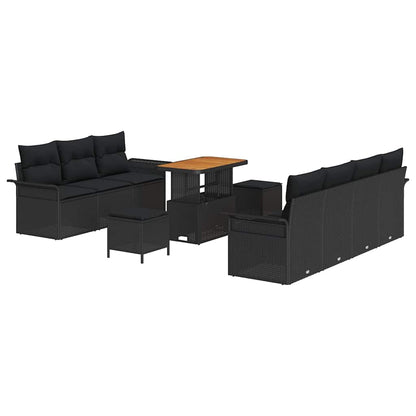 Set Divano da Giardino con cuscino con cuscino 10 pcs Nero | homemem39