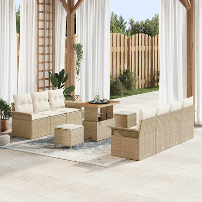 Set Divano da Giardino con cuscino 10 pcs Beige e Crema