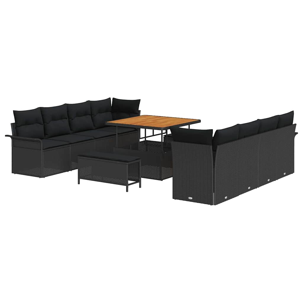 Set Divano da Giardino con cuscino Nero 100 x 100 x 71 cm | homemem39