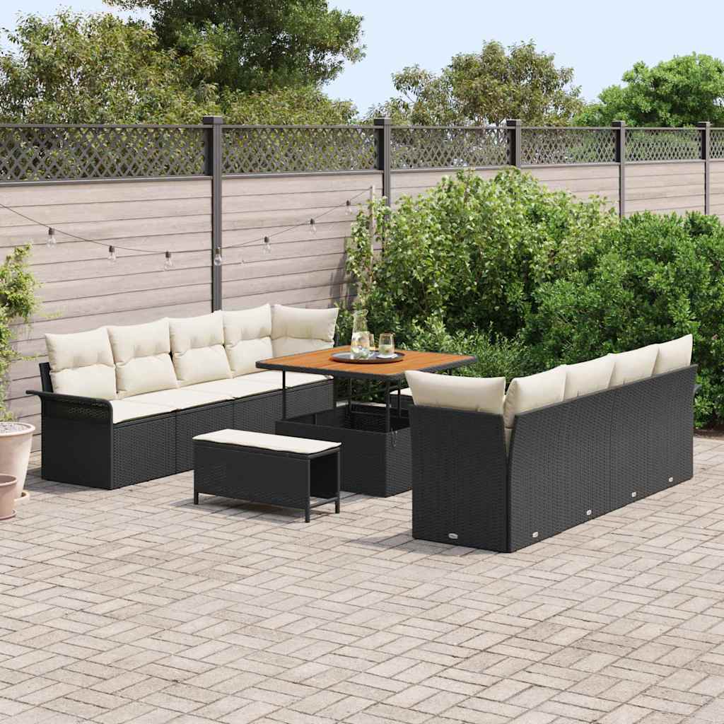 Set Divano da Giardino Nero e Crema 100 x 100 x 71 cm | homemem39