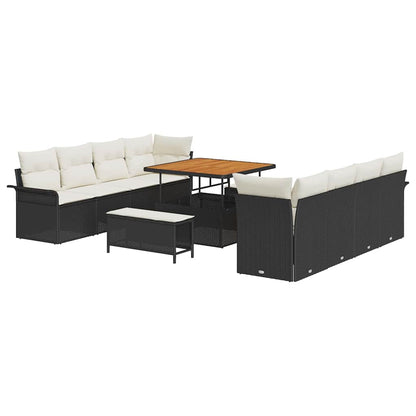 Set Divano da Giardino Nero e Crema 100 x 100 x 71 cm | homemem39