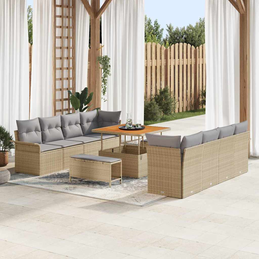 Set Divano da Giardino Beige e Grigio Chiaro 100 x 100 x 71 cm | homemem39