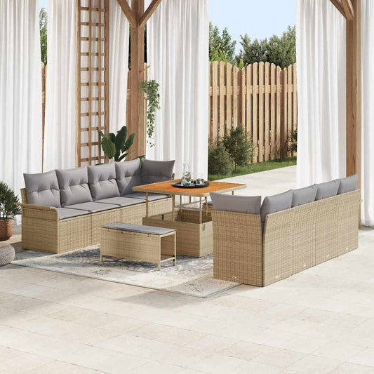 Set Divano da Giardino Beige e Grigio Chiaro 100 x 100 x 71 cm