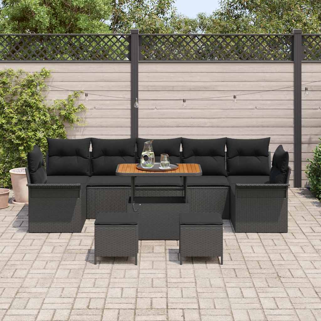Set Divano da Giardino con cuscino 10 pcs Nero | homemem39