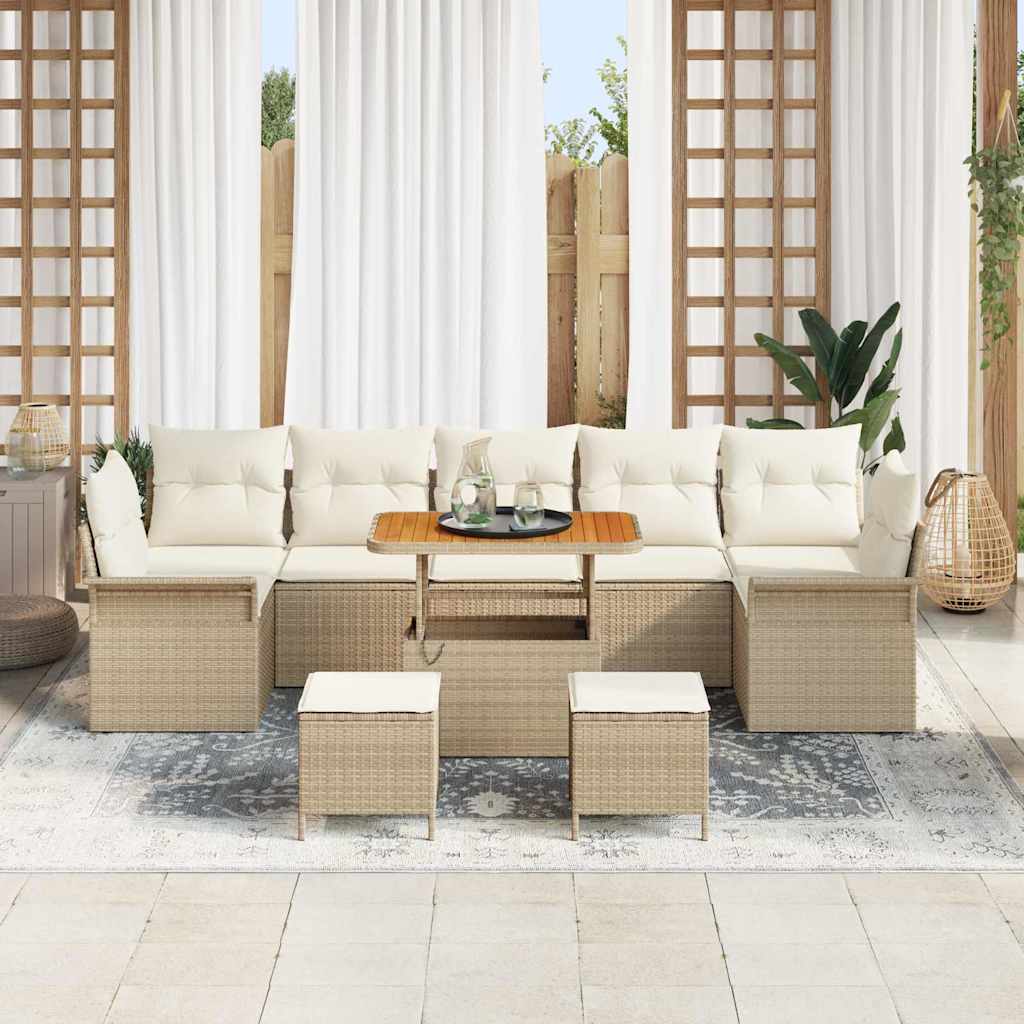 Set Divano da Giardino con cuscino 10 pcs Beige e Crema | homemem39