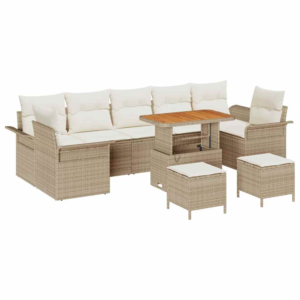 Set Divano da Giardino con cuscino 10 pcs Beige e Crema | homemem39