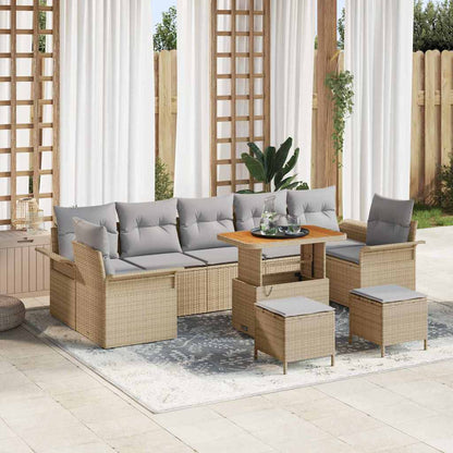 Set Divano da Giardino con cuscino 10 pcs Beige e Grigio Chiaro | homemem39