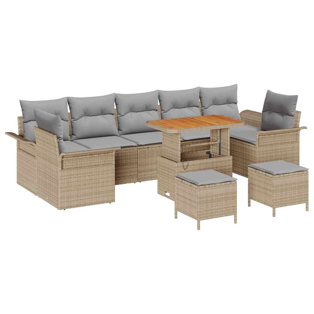 Set Divano da Giardino con cuscino 10 pcs Beige e Grigio Chiaro | homemem39