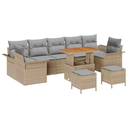 Set Divano da Giardino con cuscino 10 pcs Beige e Grigio Chiaro | homemem39