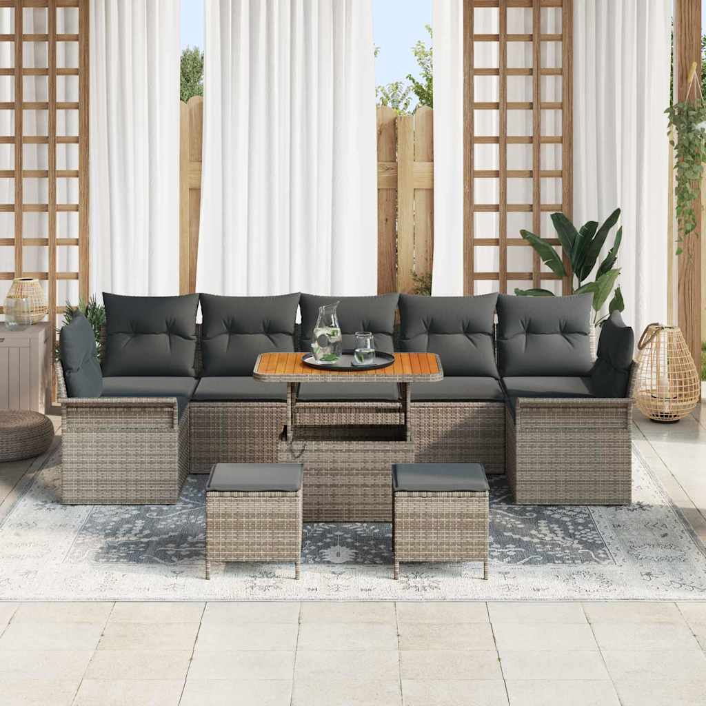 Set Divano da Giardino con cuscino 10 pcs Grigio | homemem39