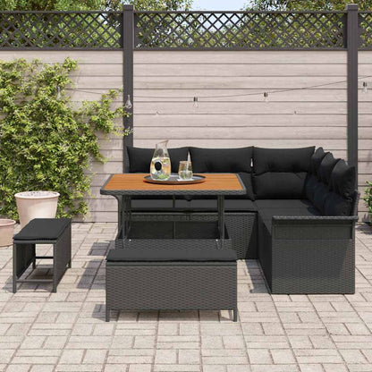 Set Divano da Giardino con cuscino con archiviazione 8 pcs Nero | homemem39