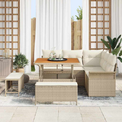 Set Divano da Giardino 8 pz 7 posto Beige e Crema | homemem39