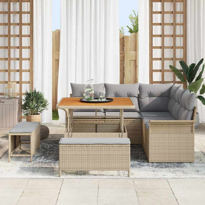 Set Divano da Giardino con cuscino 8 pcs Beige e Grigio Chiaro | homemem39