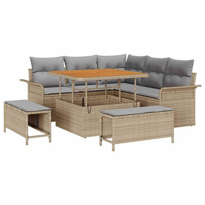 Set Divano da Giardino con cuscino 8 pcs Beige e Grigio Chiaro | homemem39