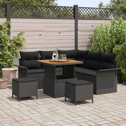 Set Divano da Giardino con cuscino con archiviazione 8 pcs Nero | homemem39