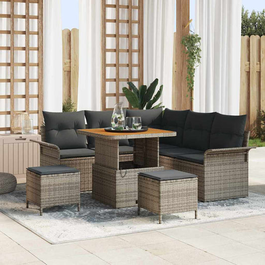 Set Divano da Giardino 8 pz 7-Numero di posti Grigio