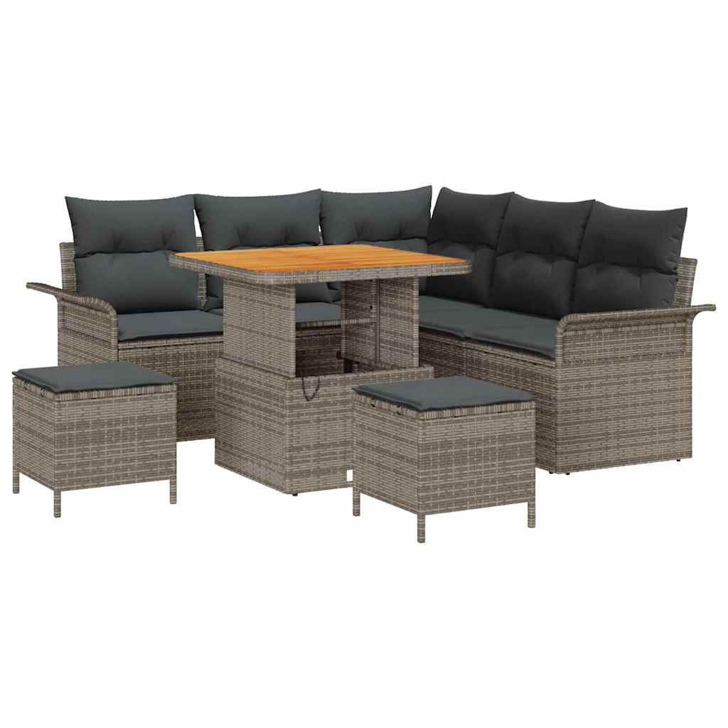 Set Divano da Giardino con cuscino con cuscino 8 pcs Grigio | homemem39