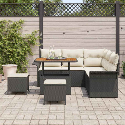 Set Divano da Giardino con cuscino 8 pcs Nero e Crema | homemem39