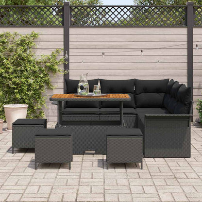 Set Divano da Giardino con cuscino con archiviazione 9 pcs Nero | homemem39