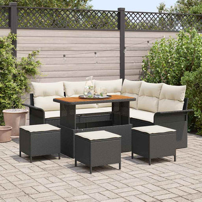 Set Divano da Giardino con cuscino 9 pcs Nero e Crema | homemem39