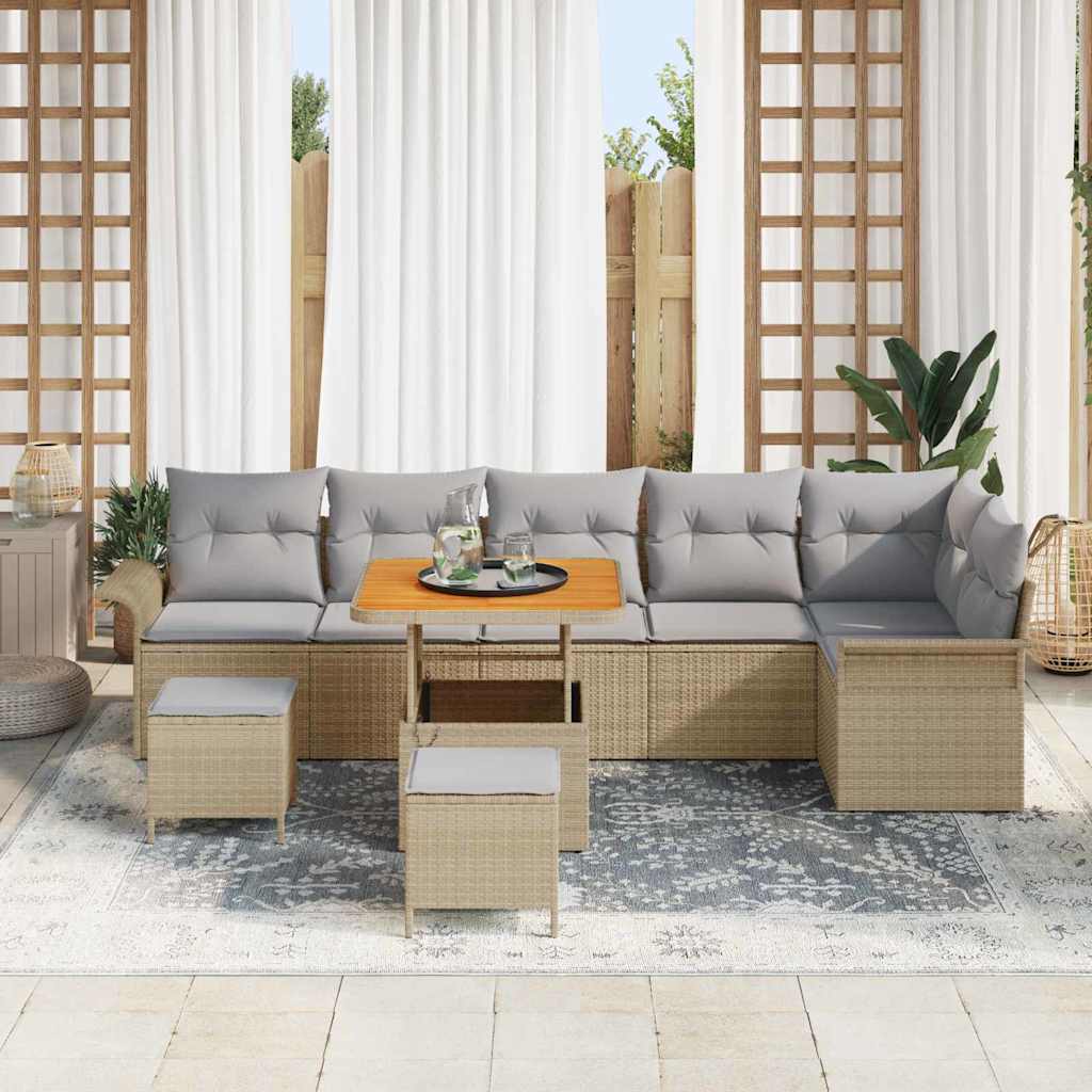 Set Divano da Giardino 9 pz 8-Numero di posti