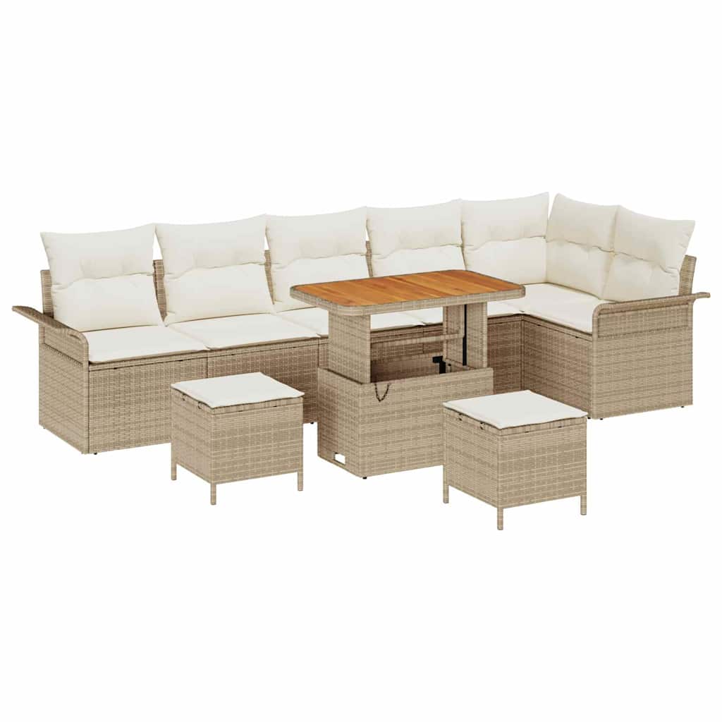 Set Divano da Giardino con cuscino 9 pcs Beige e Crema | homemem39