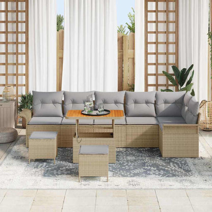 Set Divano da Giardino con cuscino 9 pcs Beige e Grigio Chiaro | homemem39