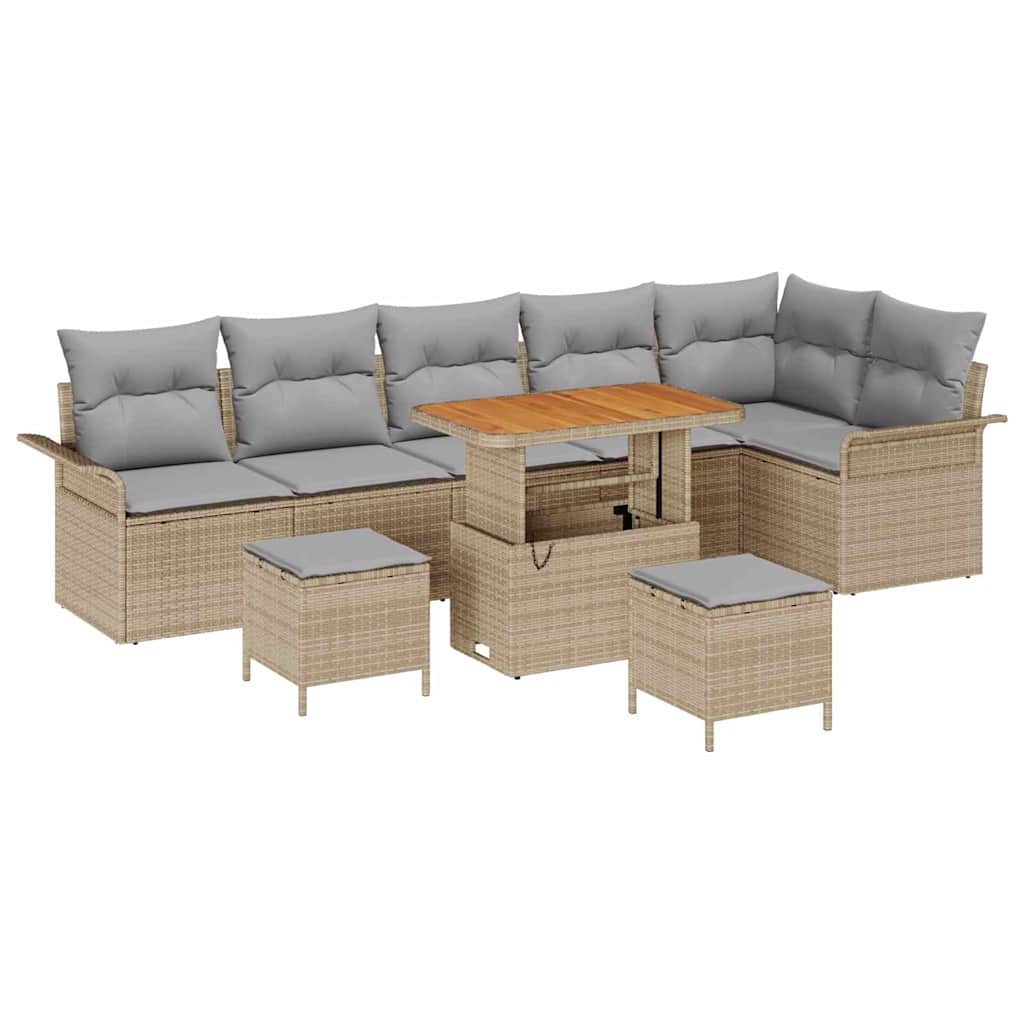 Set Divano da Giardino con cuscino 9 pcs Beige e Grigio Chiaro | homemem39