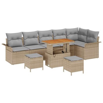 Set Divano da Giardino con cuscino 9 pcs Beige e Grigio Chiaro | homemem39