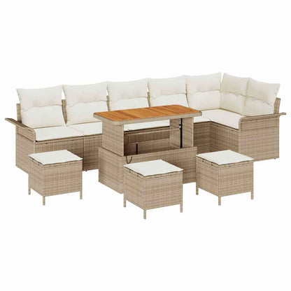 Set Divano da Giardino con cuscino 10 pcs Beige e Crema | homemem39